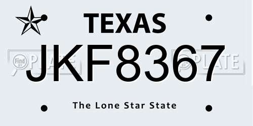 JKF8367 Texas License Plate