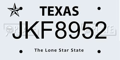 JKF8952 Texas License Plate
