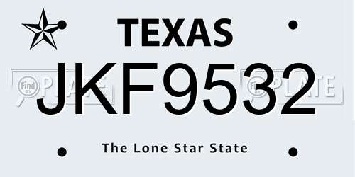 JKF9532 Texas License Plate