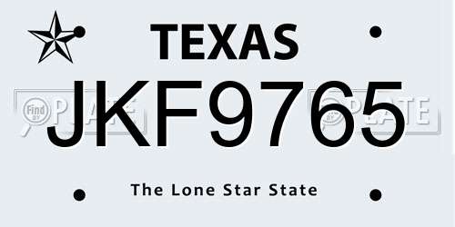 JKF9765 Texas License Plate