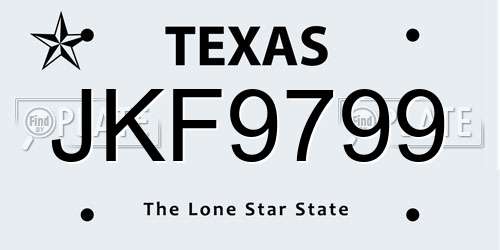 JKF9799 Texas License Plate