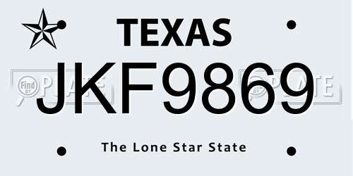 JKF9869 Texas License Plate