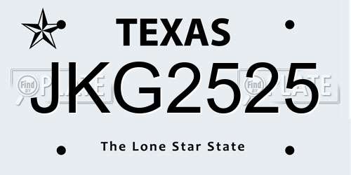 JKG2525 Texas License Plate
