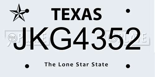 JKG4352 Texas License Plate