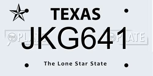 JKG641 Texas License Plate