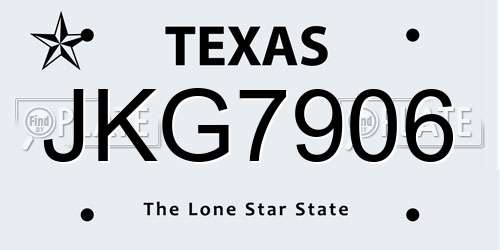 JKG7906 Texas License Plate