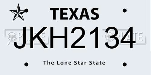 JKH2134 Texas License Plate