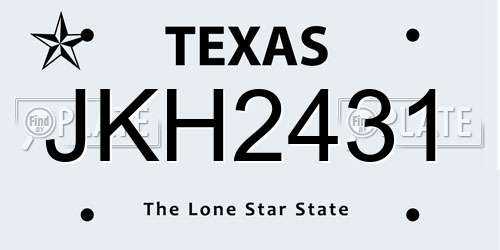 JKH2431 Texas License Plate