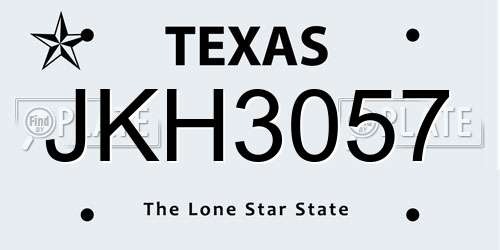 JKH3057 Texas License Plate