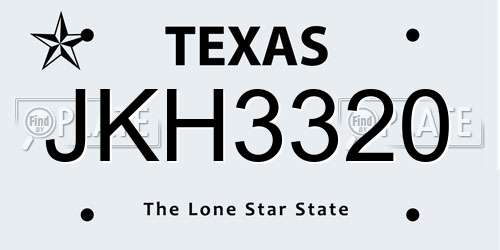 JKH3320 Texas License Plate