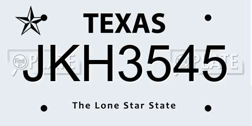 JKH3545 Texas License Plate