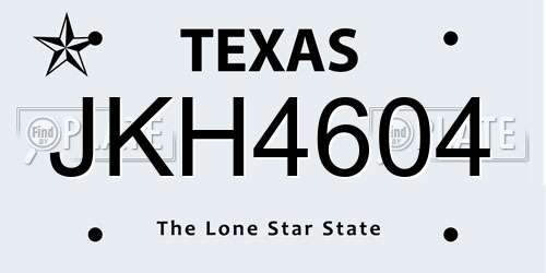 JKH4604 Texas License Plate