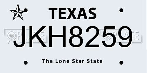 JKH8259 Texas License Plate