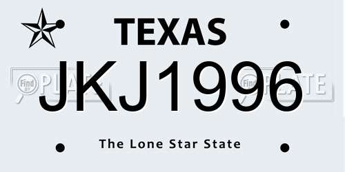 JKJ1996 Texas License Plate