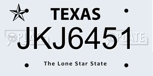 JKJ6451 Texas License Plate