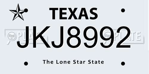 JKJ8992 Texas License Plate