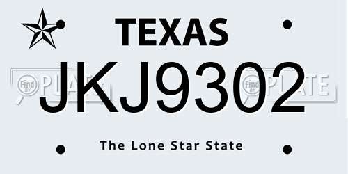 JKJ9302 Texas License Plate