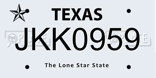 JKK0959 Texas License Plate