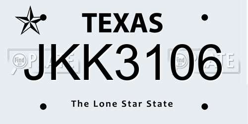 JKK3106 Texas License Plate