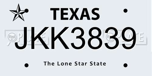 JKK3839 Texas License Plate