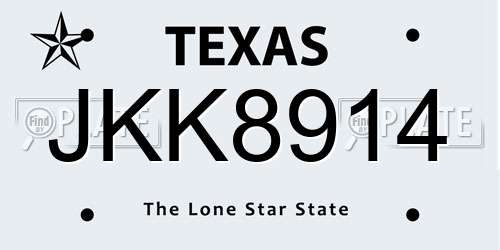 JKK8914 Texas License Plate