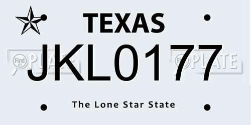 JKL0177 Texas License Plate