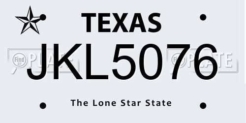 JKL5076 Texas License Plate