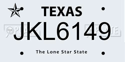 JKL6149 Texas License Plate