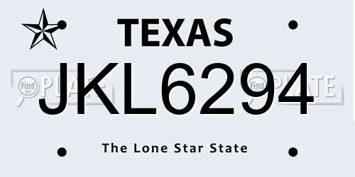JKL6294 Texas License Plate