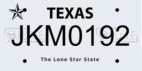 JKM0192 Texas License Plate