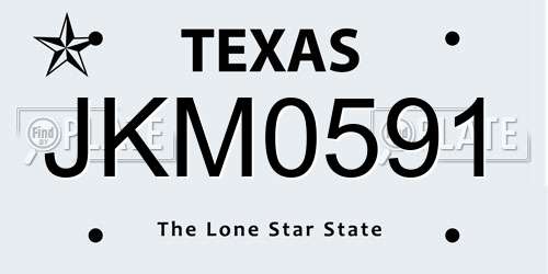 JKM0591 Texas License Plate