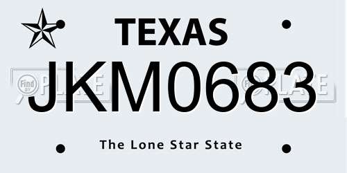 JKM0683 Texas License Plate