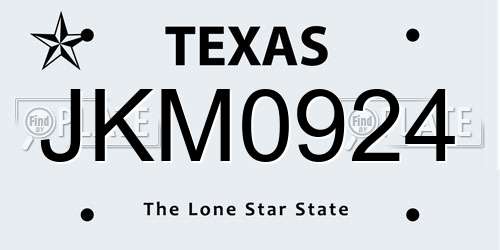 JKM0924 Texas License Plate