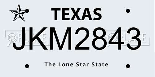 JKM2843 Texas License Plate