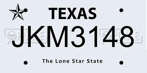 JKM3148 Texas License Plate