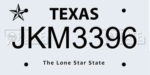 JKM3396 Texas License Plate
