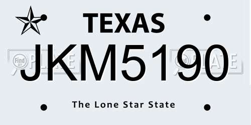 JKM5190 Texas License Plate