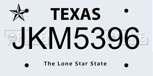 JKM5396 Texas License Plate