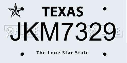 JKM7329 Texas License Plate