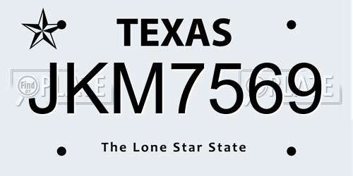 JKM7569 Texas License Plate