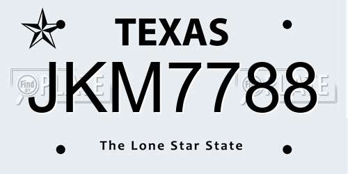 JKM7788 Texas License Plate