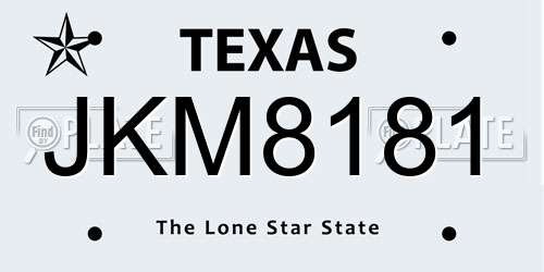 JKM8181 Texas License Plate