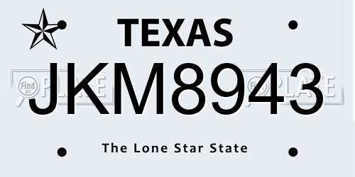JKM8943 Texas License Plate