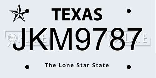 JKM9787 Texas License Plate