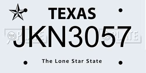 JKN3057 Texas License Plate