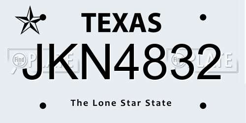 JKN4832 Texas License Plate