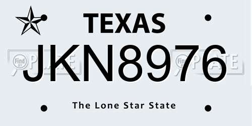 JKN8976 Texas License Plate