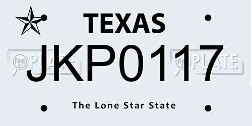 JKP0117 Texas License Plate