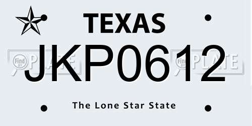 JKP0612 Texas License Plate