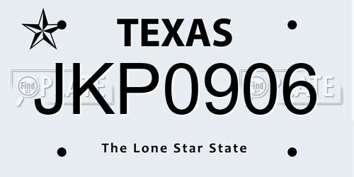 JKP0906 Texas License Plate